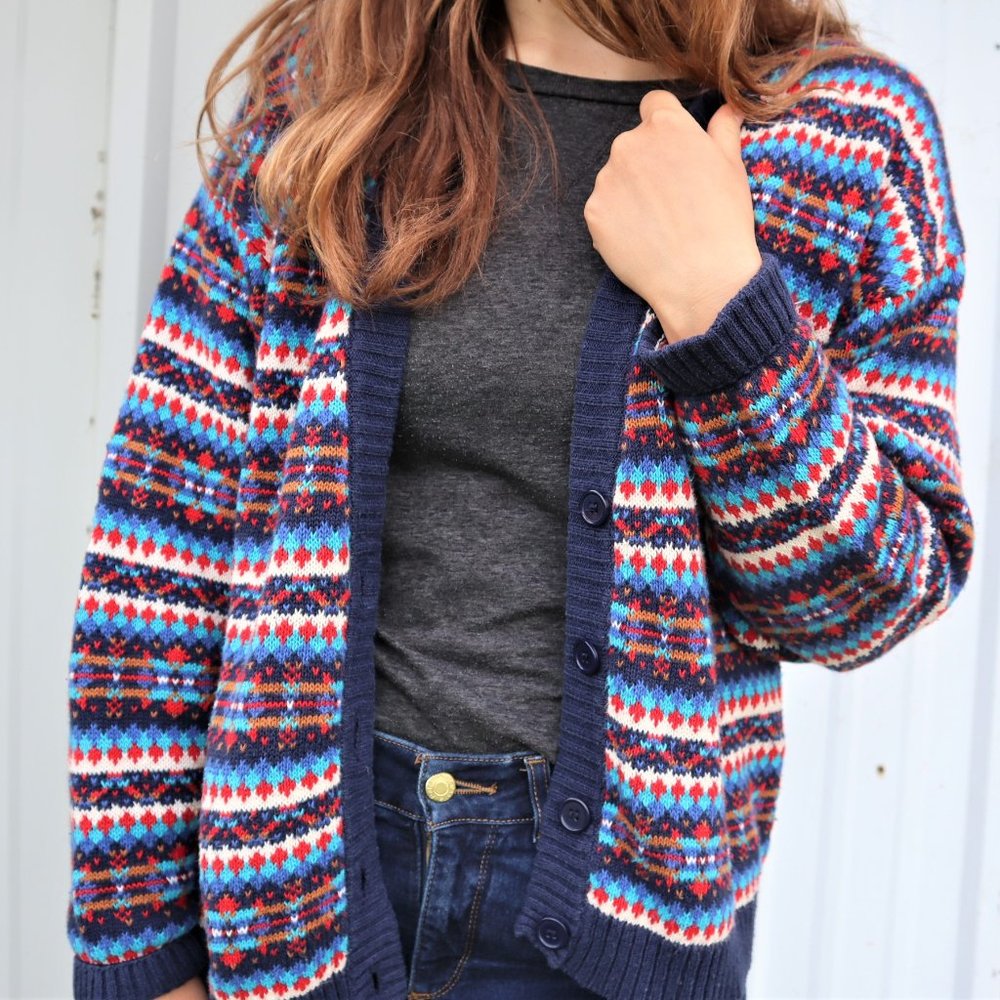 Colorful Vintage button up sweater size medium